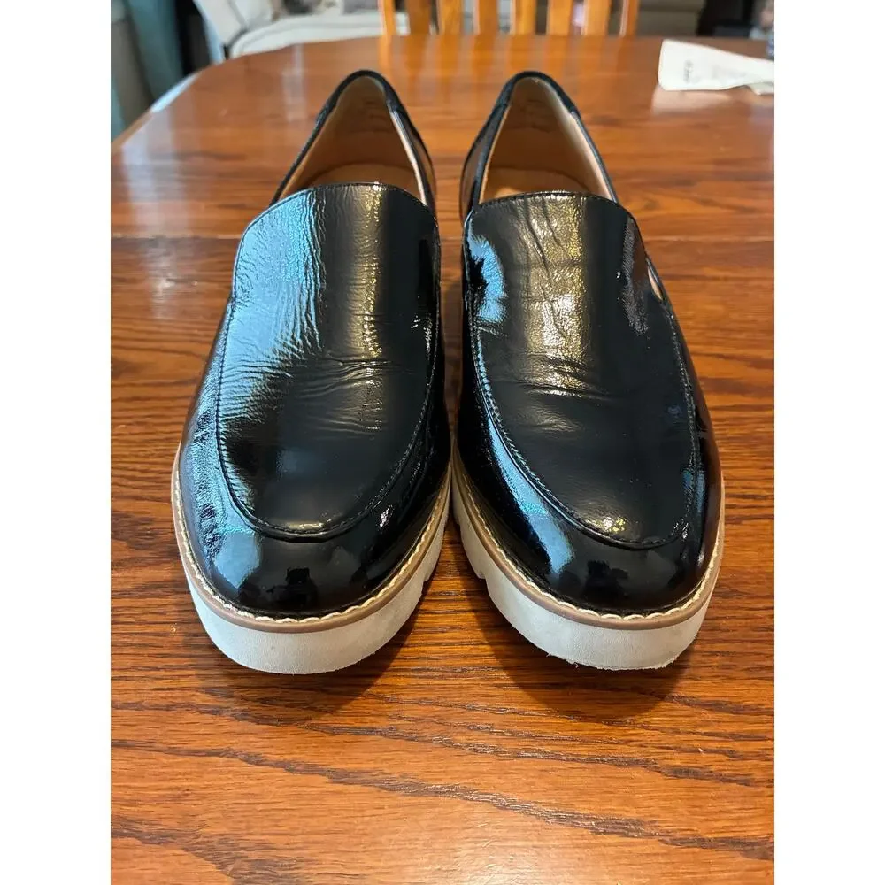Vionic Kensley Patent Leather Slip-On Lug Sole Platform Loafers Black Size 8.5